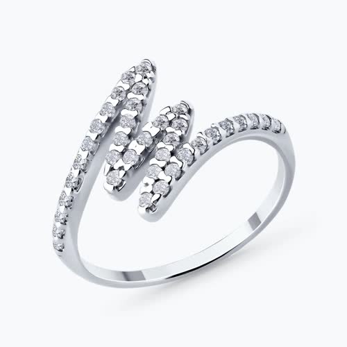 Кольцо из серебра с фианитами - видео на модели