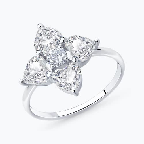 Кольцо из серебра с фианитами - видео на модели