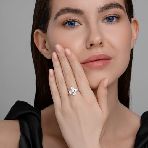 Кольцо из серебра с фианитами из серебро — вид 5