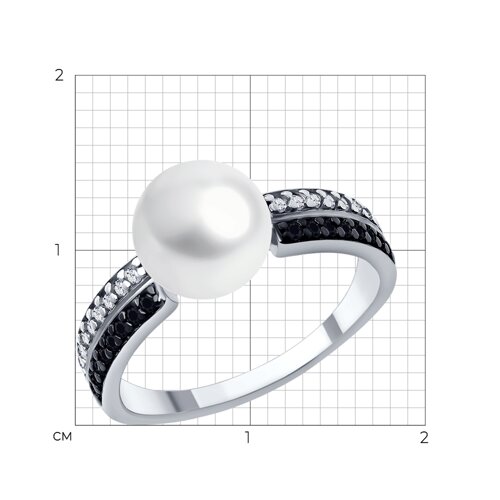 Кольцо из серебра с жемчугом и фианитами из серебро — вид 3