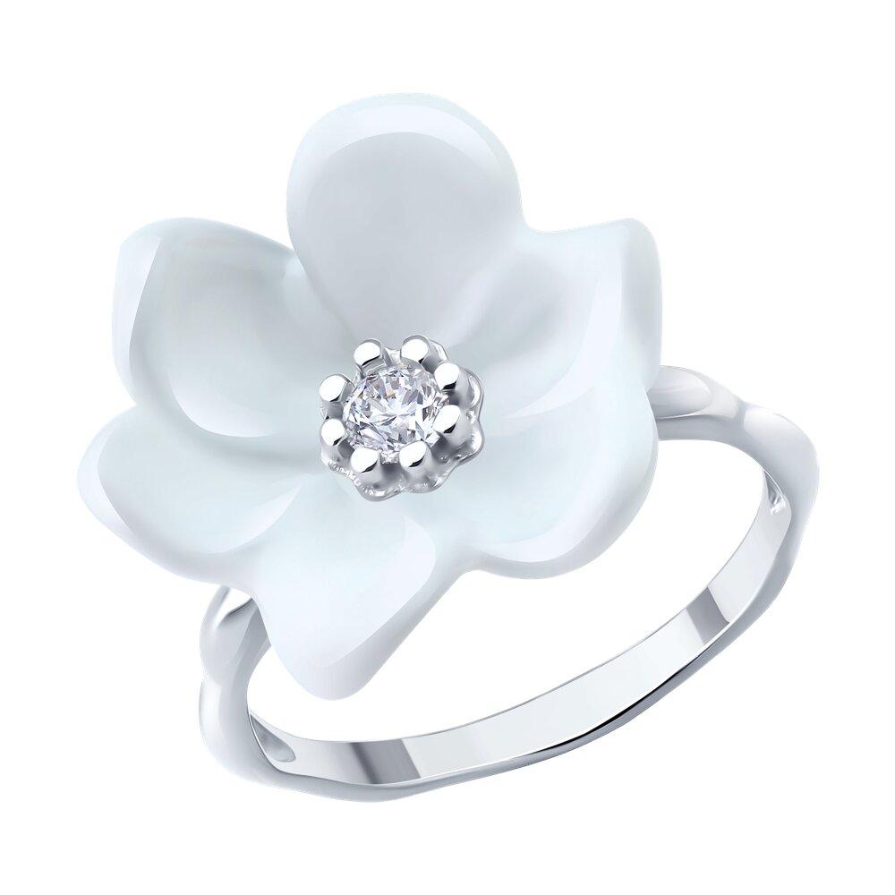 Кольцо из серебра с фианитом и эмалью - видео на модели