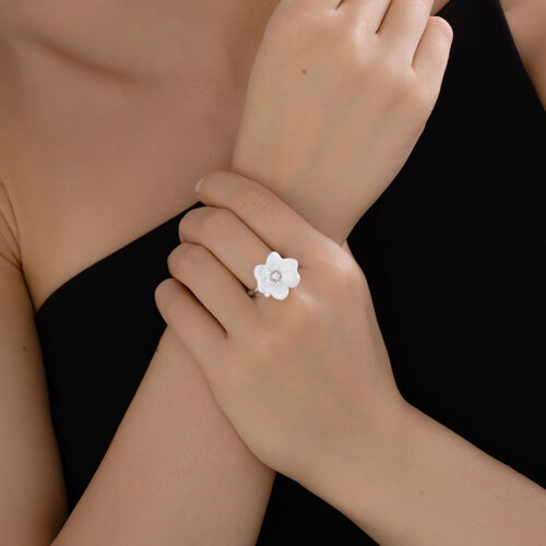 Кольцо из серебра с фианитом и эмалью из серебро — вид 4