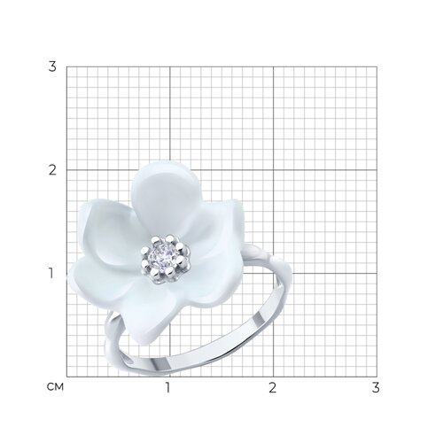 Кольцо из серебра с фианитом и эмалью из серебро — вид 6