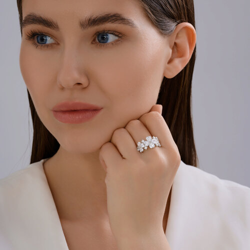 Кольцо из серебра с фианитами из серебро — вид 6