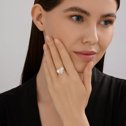 Кольцо из серебра с фианитом и эмалью из серебро — вид 5