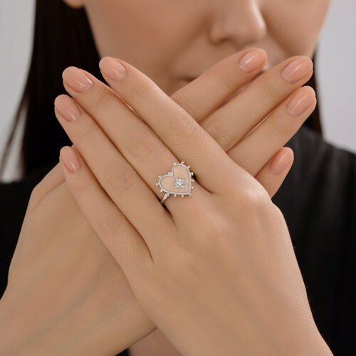 Кольцо из серебра с фианитом и эмалью из серебро — вид 6