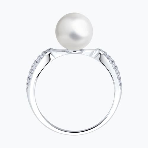 Кольцо из серебра с синтетическим жемчугом и фианитами из серебро — вид 3