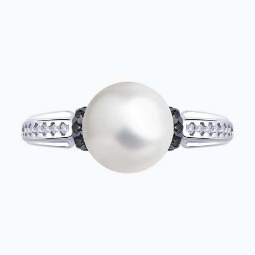 Кольцо из серебра с жемчугом и фианитами из серебро — вид 2