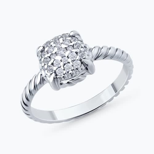 Кольцо из серебра с фианитами - видео на модели