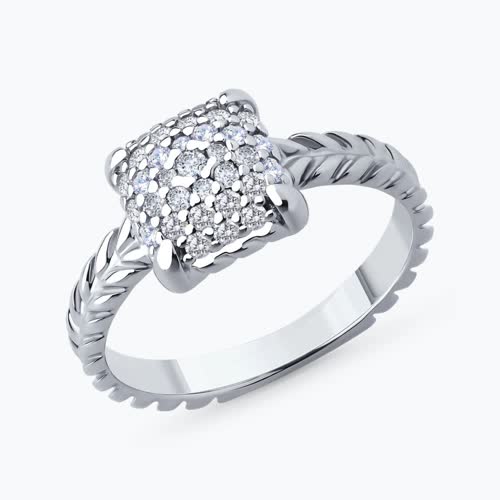 Кольцо из серебра с фианитами - видео на модели