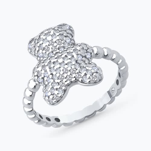 Кольцо из серебра с фианитами - видео на модели