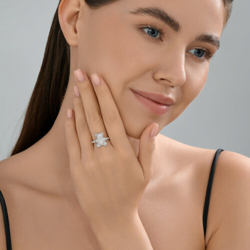 Кольцо из серебра с фианитами из серебро — вид 5