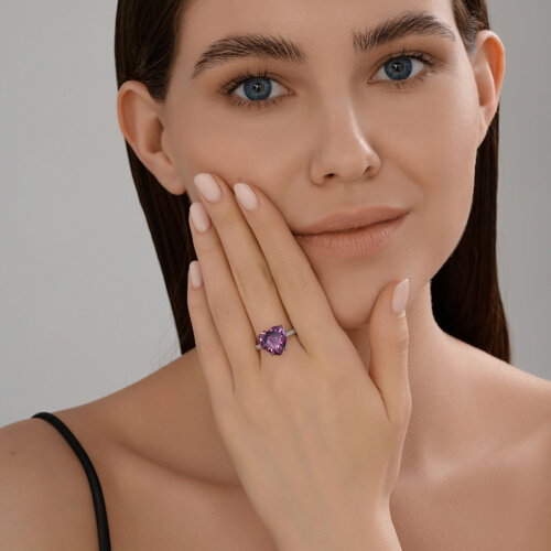 Кольцо из серебра с фианитами из серебро — вид 4