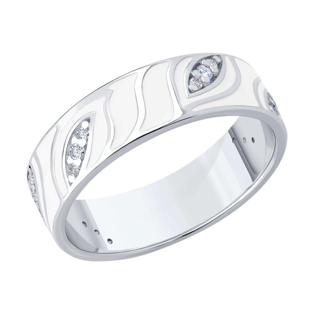 Кольцо из серебра с фианитами и эмалью - видео на модели