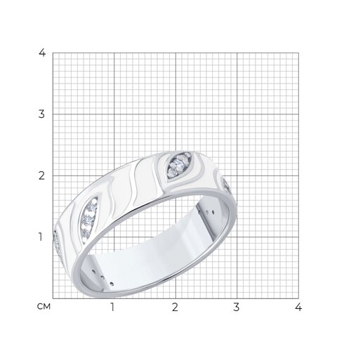 Кольцо из серебра с фианитами и эмалью из серебро — вид 6