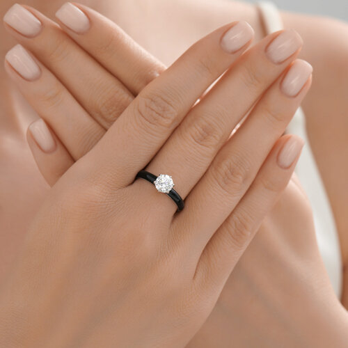 Кольцо из серебра с фианитом и эмалью из серебро — вид 4