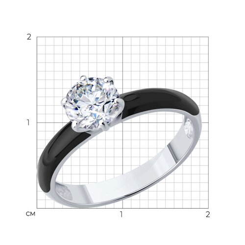 Кольцо из серебра с фианитом и эмалью из серебро — вид 5