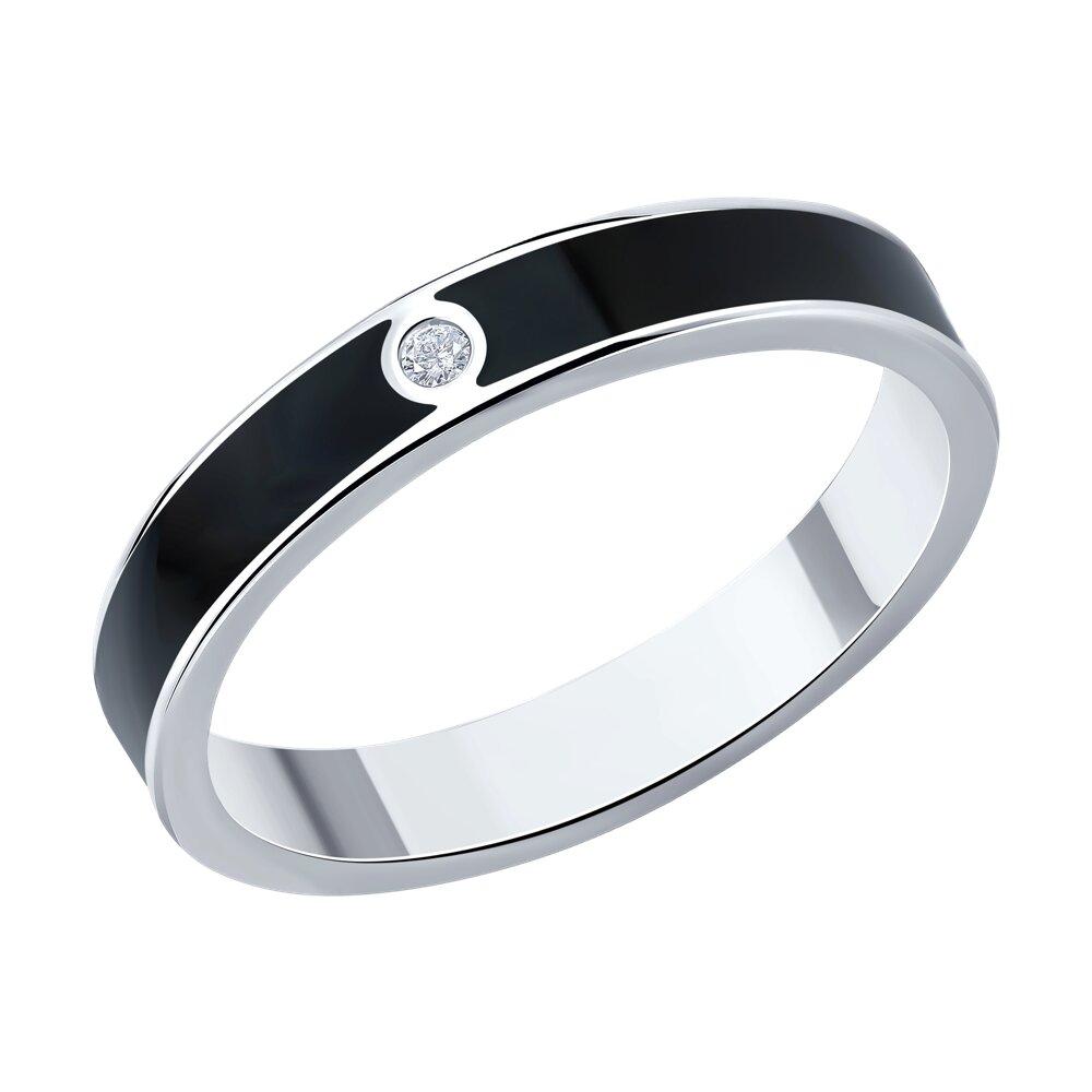 Кольцо из серебра с фианитом и эмалью