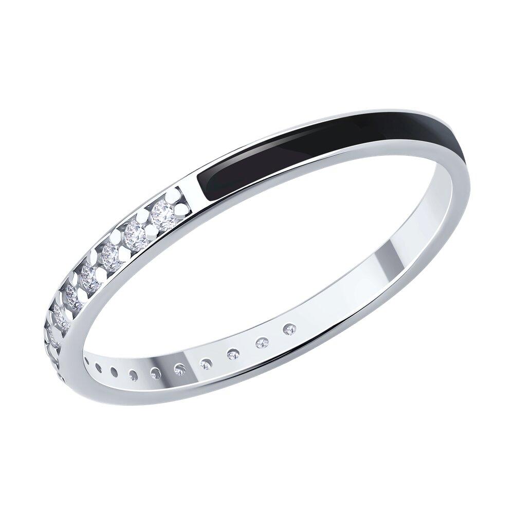 Кольцо из серебра с фианитами и эмалью