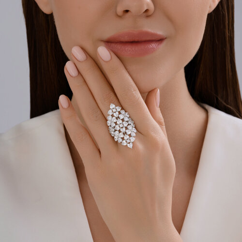 Кольцо из серебра с фианитами из серебро — вид 3