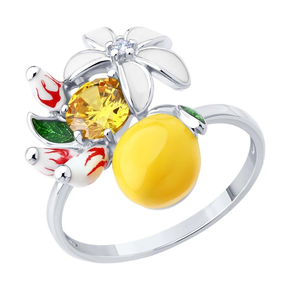 Кольцо из серебра с фианитами и эмалью - видео на модели