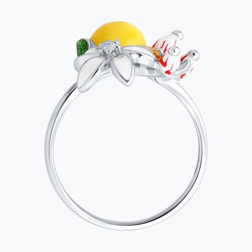 Кольцо из серебра с фианитами и эмалью из серебро — вид 3