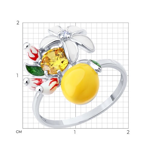 Кольцо из серебра с фианитами и эмалью из серебро — вид 5