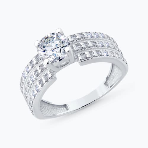 Кольцо из серебра с фианитами - видео на модели