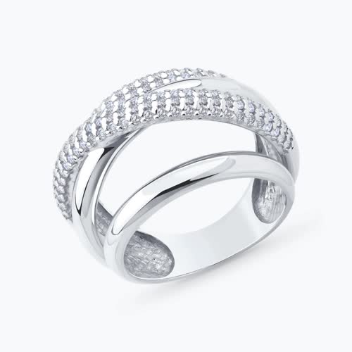 Кольцо из серебра с фианитами - видео на модели