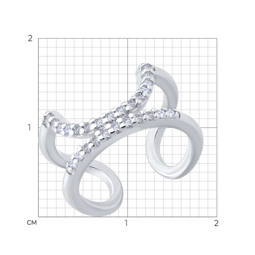 Кольцо на фалангу из серебра с фианитами из серебро — вид 3