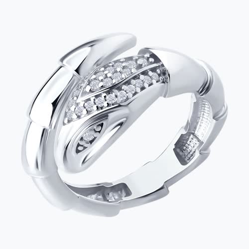 Кольцо из серебра с фианитами - видео на модели