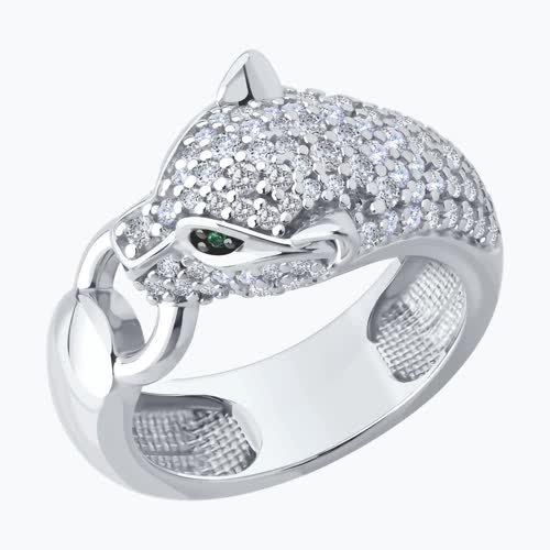 Кольцо из серебра с фианитами и эмалью - видео на модели