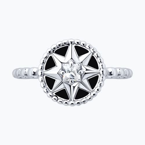 Кольцо из серебра с фианитом и эмалью из серебро — вид 2