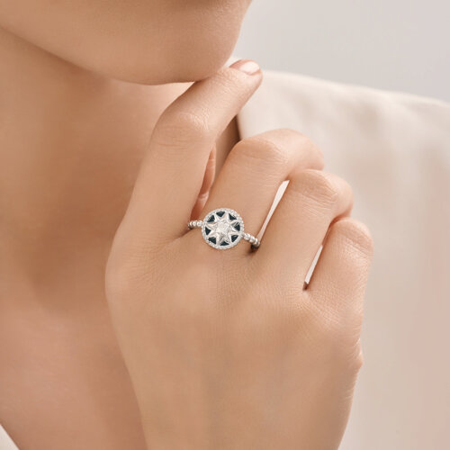 Кольцо из серебра с фианитом и эмалью из серебро — вид 4