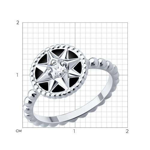 Кольцо из серебра с фианитом и эмалью из серебро — вид 6