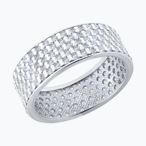 Кольцо из серебра с фианитами - видео на модели