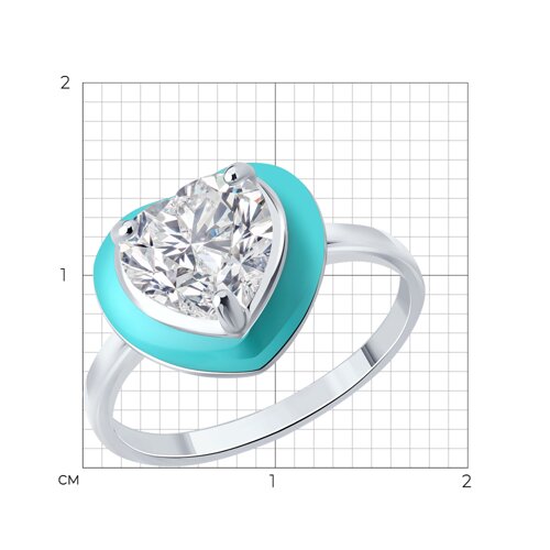 Кольцо из серебра с фианитом и эмалью из серебро — вид 6