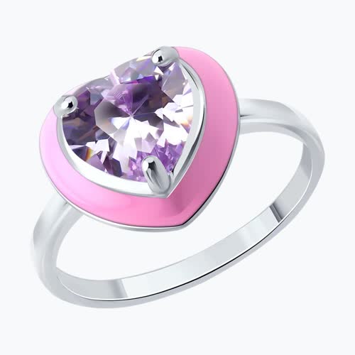 Кольцо из серебра с фианитом и эмалью - видео на модели