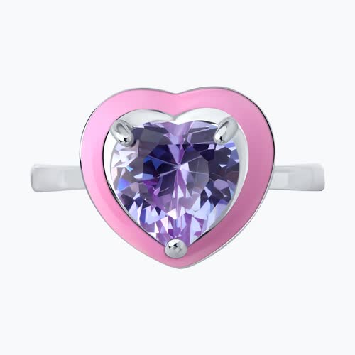 Кольцо из серебра с фианитом и эмалью из серебро — вид 2