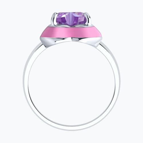 Кольцо из серебра с фианитом и эмалью из серебро — вид 3