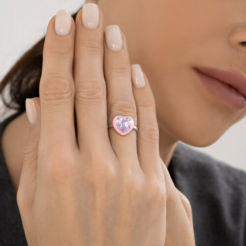 Кольцо из серебра с фианитом и эмалью из серебро — вид 4