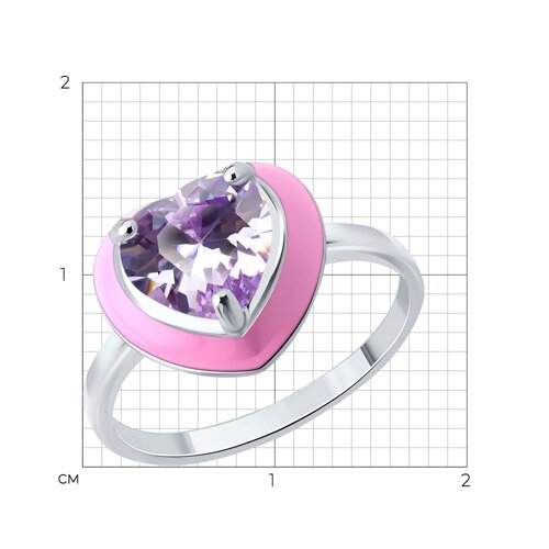 Кольцо из серебра с фианитом и эмалью из серебро — вид 6