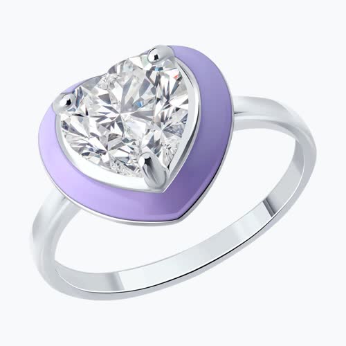 Кольцо из серебра с фианитом и эмалью - видео на модели