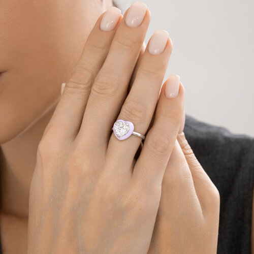 Кольцо из серебра с фианитом и эмалью из серебро — вид 4