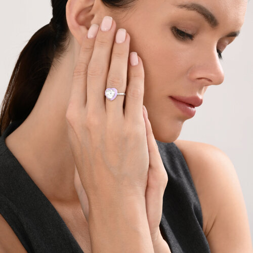 Кольцо из серебра с фианитом и эмалью из серебро — вид 5