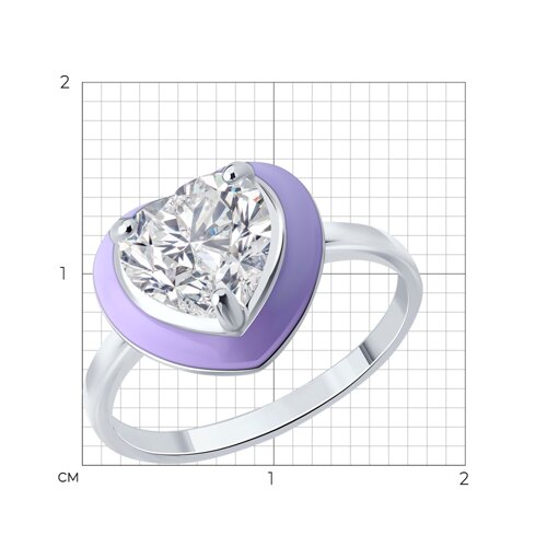 Кольцо из серебра с фианитом и эмалью из серебро — вид 6