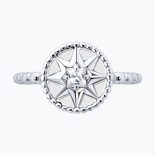 Кольцо из серебра с фианитом и эмалью из серебро — вид 2