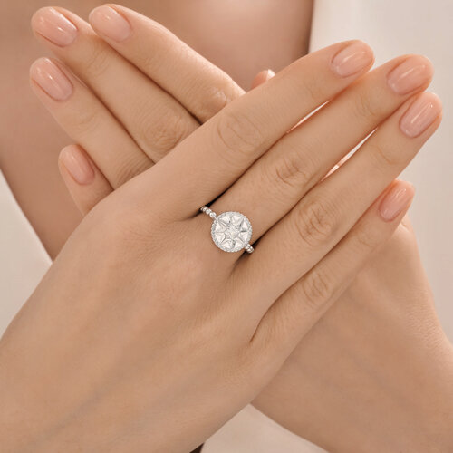 Кольцо из серебра с фианитом и эмалью из серебро — вид 4