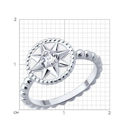 Кольцо из серебра с фианитом и эмалью из серебро — вид 6