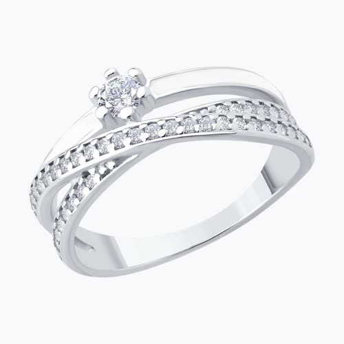 Кольцо из серебра с фианитами и эмалью - видео на модели